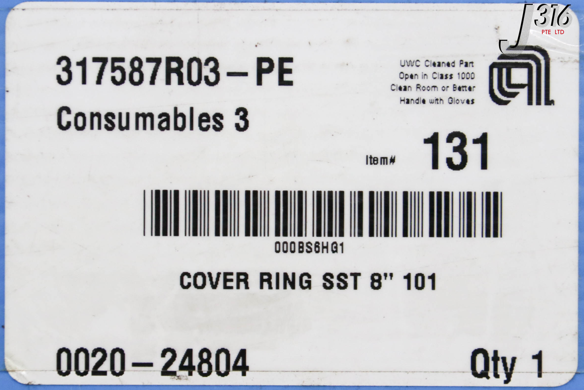C3416 APPLIED MATERIALS COVER RING, SST 8